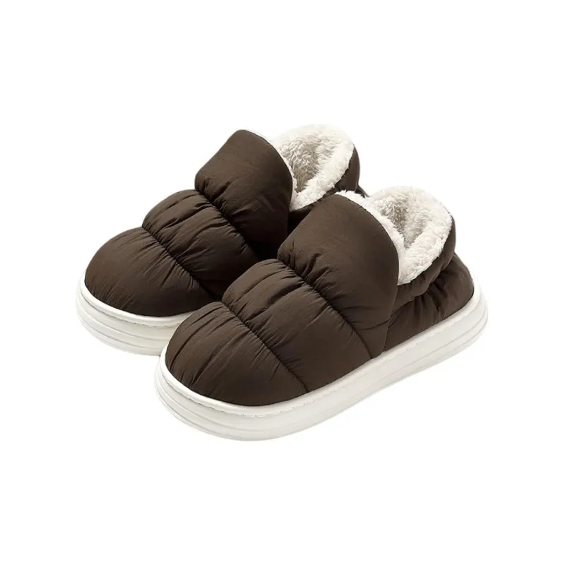 NAIHUO Women's Winter Couple Indoor Home Fleece-Lined Platform Warm Padded Shoes For Home Use Water-Resistant-0