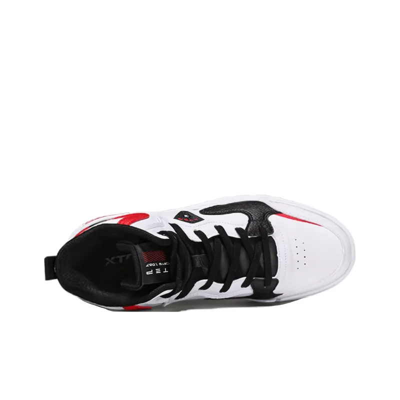 XTEP Coverage Anti Slip And Wear Resistant Lightweight Breathable High Top Skateboard Shoes Men's White Black Red-2