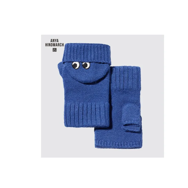 UNIQLO Acrylic Polyamide Sheep Wool Elastane Knit Gloves Women's Multicolor-2