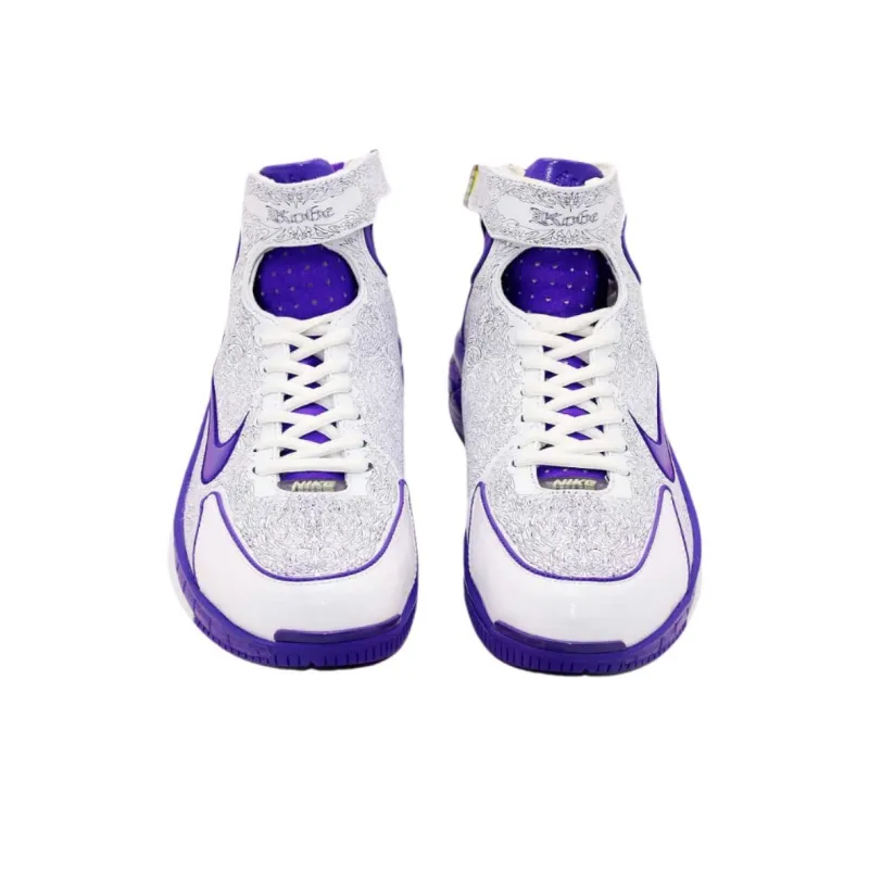 Nike Air Zoom Huarache 2K4 KB Cushioned Slip Resistant Mid Top Vintage Basketball Shoes Unisex White Purple-1