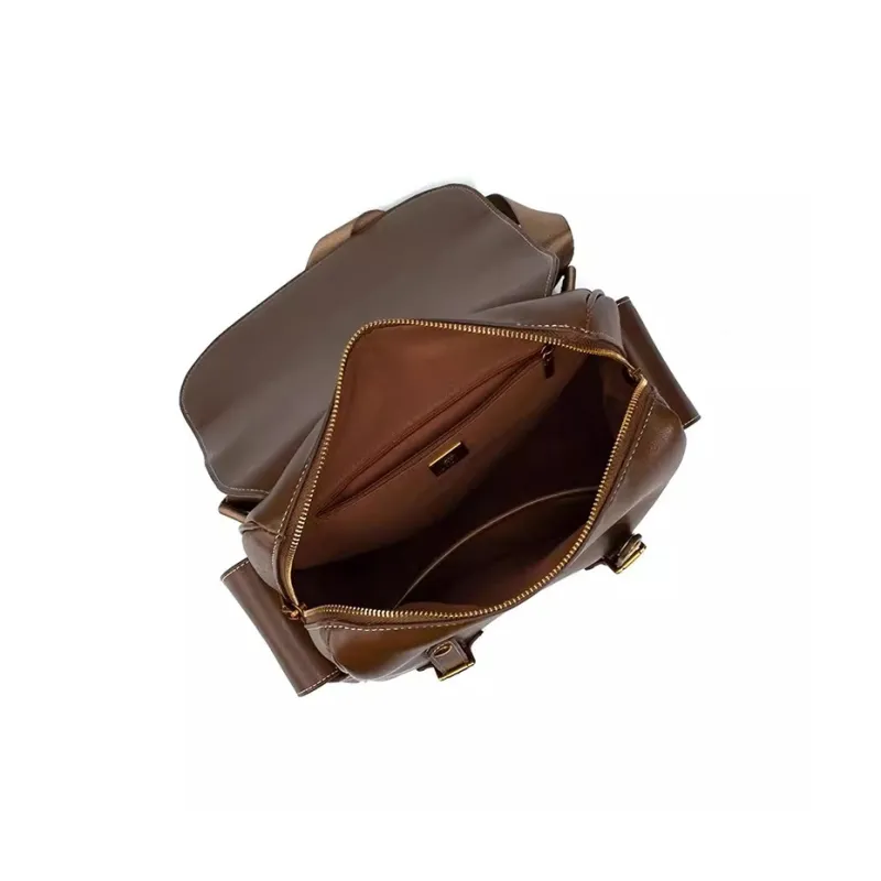 BUHOWE Polyurethane Bonded Synthetic Leather Backpack Women's Brown-4