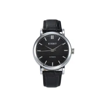 KUERST Automatic Mechanical Movement Cow Leather Strap Watch Men's Watches Black Dial