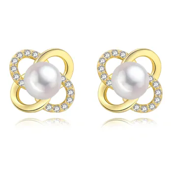 Double Happiness Gift Freshwater Pearl Stud Earrings Unisex