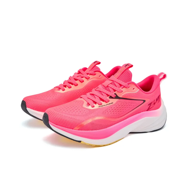 QIAODAN Cushioning Anti-Slip And Wear-Resistant Low-Top Casual Running Shoes Men's Fluorescent Phantom Pink Primulin-2