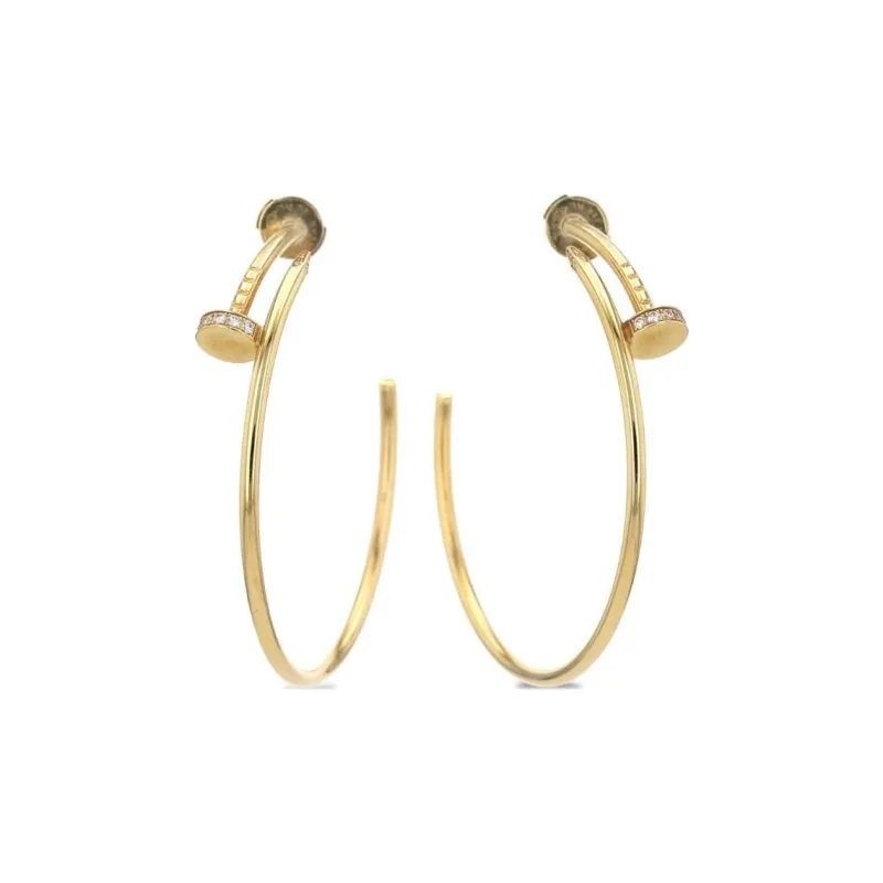 Cartier 18K Yellow Gold Juste Un Clou Diamond Hoop Earrings-1