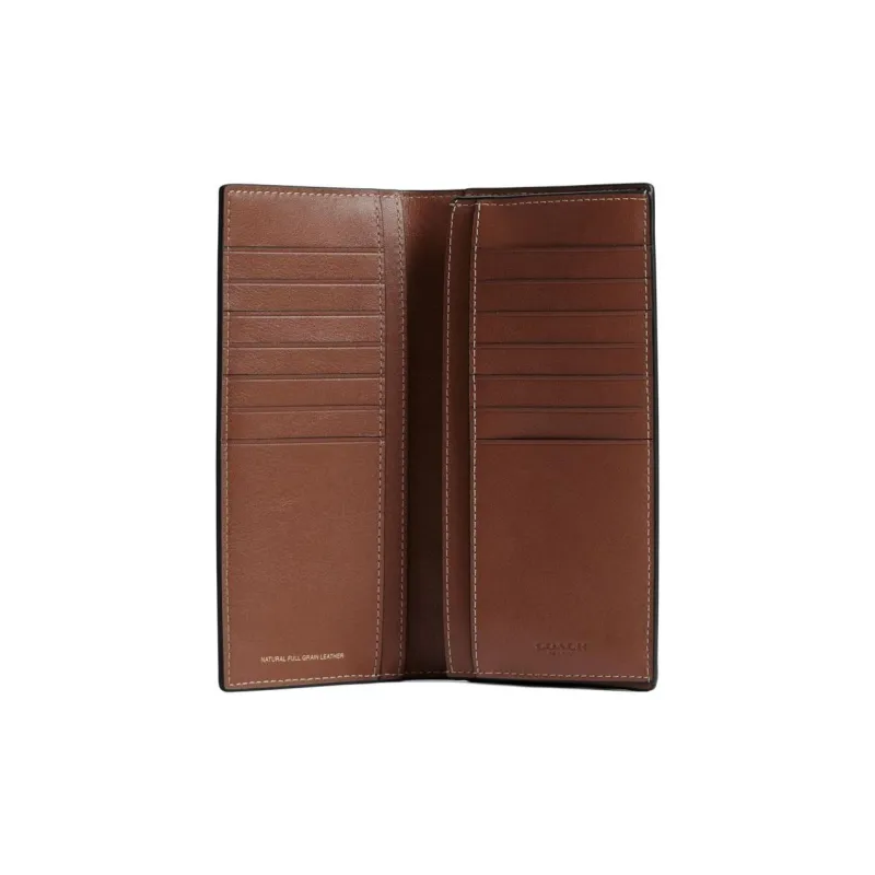 COACH Breast Pocket Grained Leather Wallet Mini Men's Red Wood Color-1