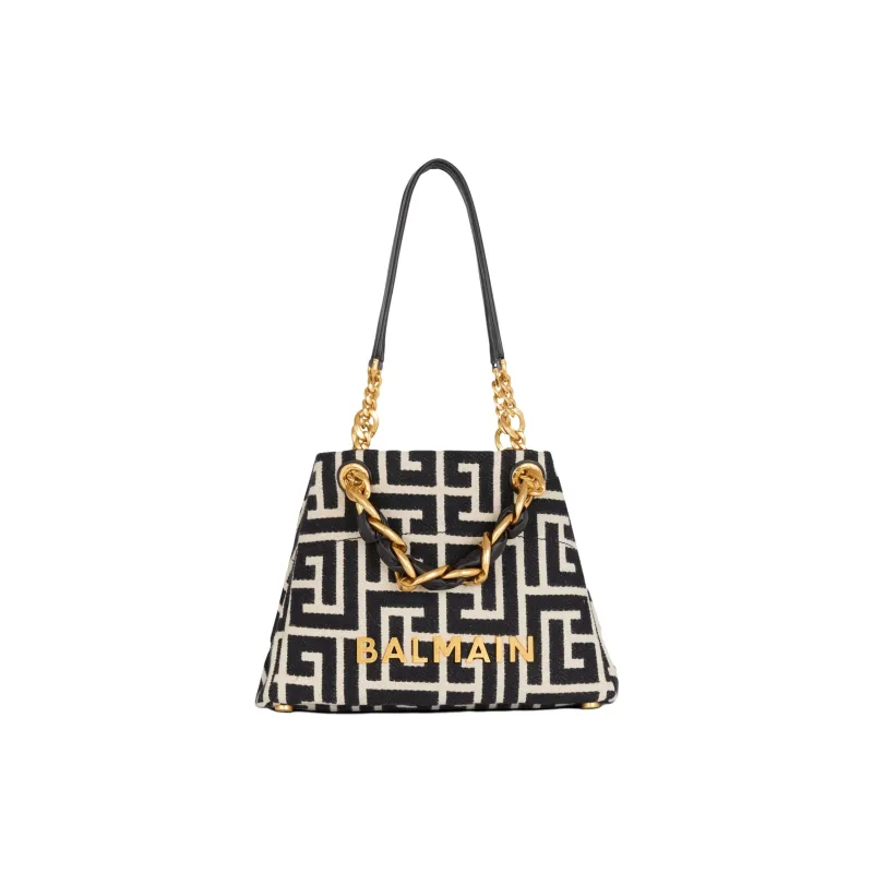 BALMAIN 1945 Logo Plaque Small Tote Bag-1