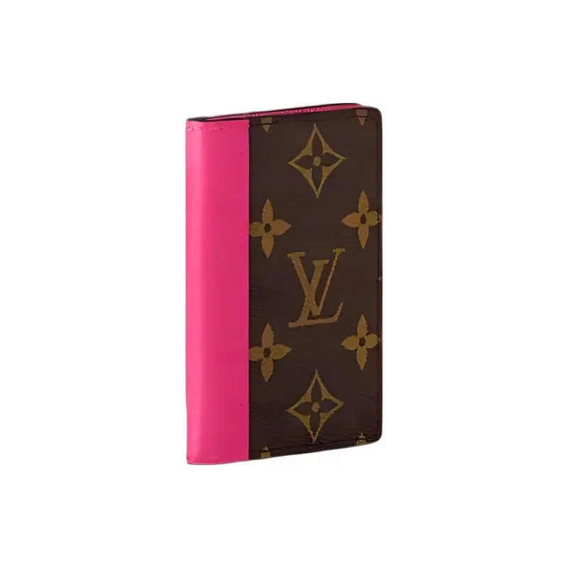LOUIS VUITTON Coated Canvas Card Holder Men's Pink & Brown-1