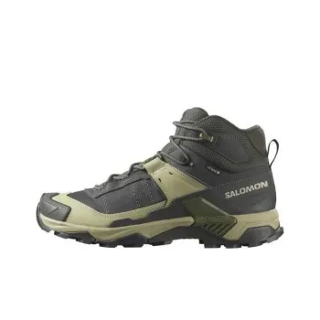 SALOMON Anti Slip Wear Resistant Mid Top Hiking Shoes Men's Gray Green