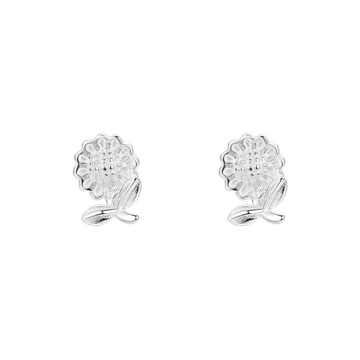 Heart Grass S925 Silver Stud Earrings Women's-0