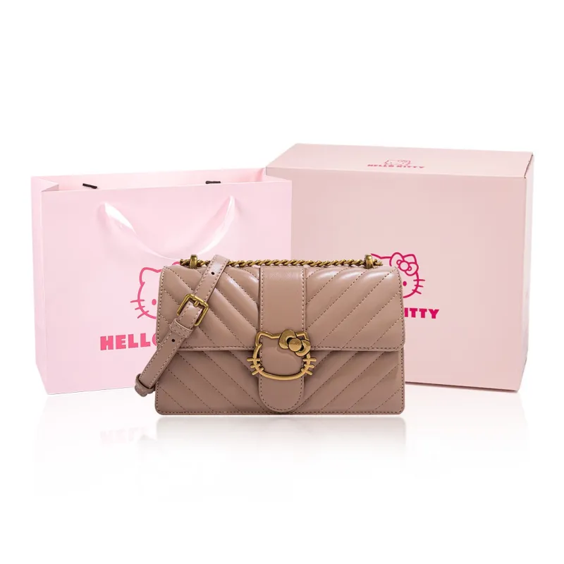 MESUCA Sanrio Hello Kitty Series PU Shoulder Bag Regular Women's Black/White/Milk Tea-2