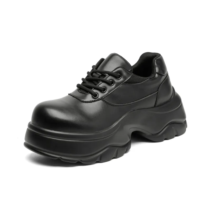 Dounkol Get Cool Height Increasing Abrasion Resistant Slip Resistant Low Top Chunky Sneakers Unisex Black-1