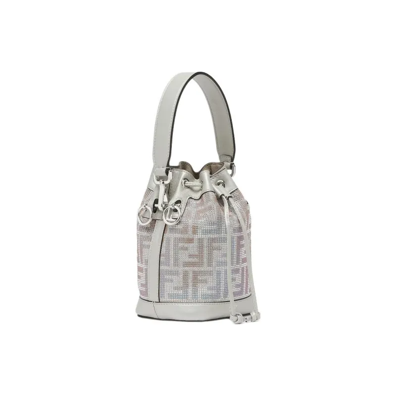 FENDI Calfskin Bucket Bag Handbag Mini Women's White-1