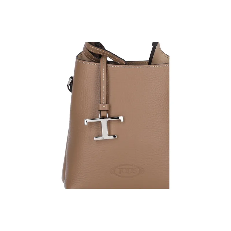 TOD'S Leather One Shoulder Handbags Micro Women's Gray Brown-4