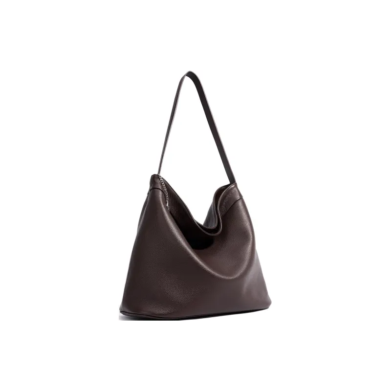 COURONNE Top Grain Cow Leather Shoulder Bag Tubas Women's Matte Dark Brown-9
