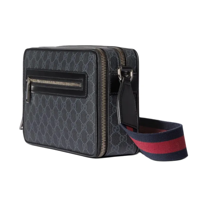 GUCCI GG Supreme Canvas Crossbody Bag Medium Size Men's Black-1