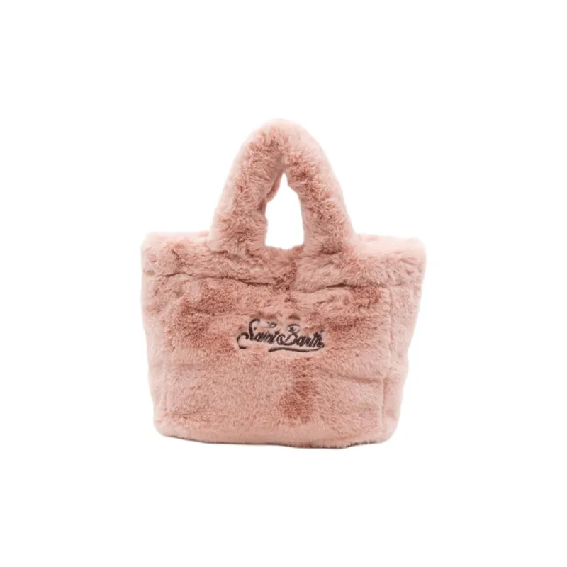 MC2 SAINT BARTHELEMY Faux Fur Tote Bag, Shopping Bag, Shoulder Bag, Crossbody Bag, Handbag Mini Women's Pink-3