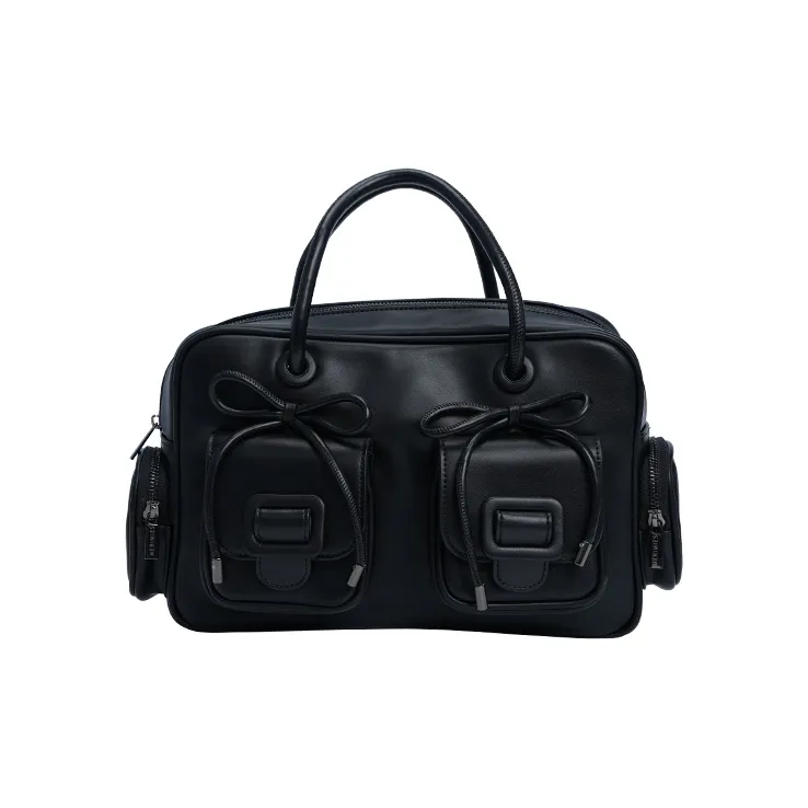 MERIMIES Artificial Leather Shoulder Bag, Crossbody Bag Large Size Women's Black-3