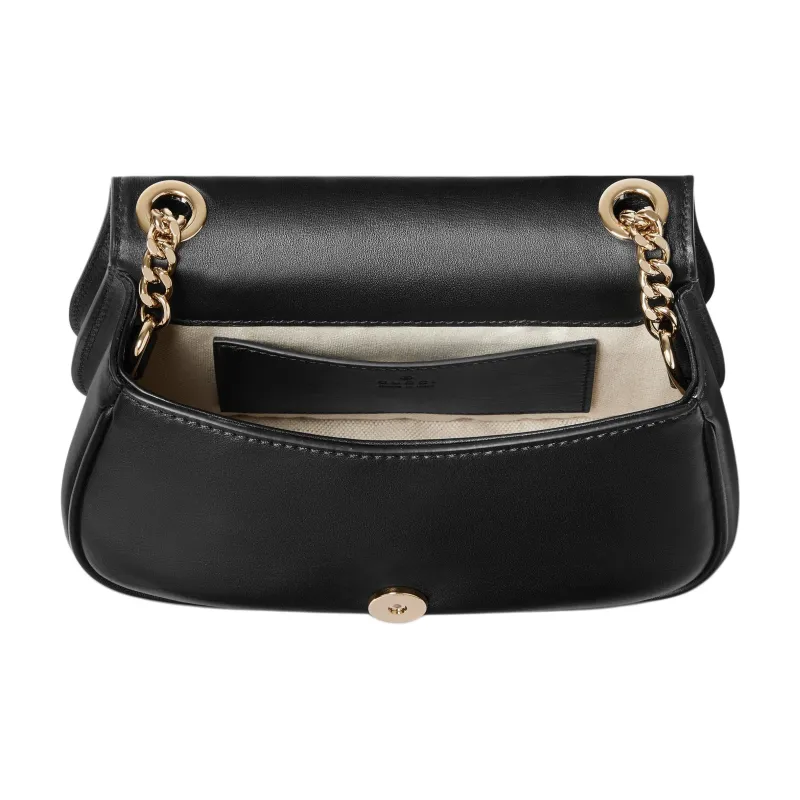 GUCCI Blondie Leather Shoulder Bag Mini Women's Black-4
