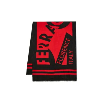 Ferragamo Intarsia Knit logo Wool Scarf