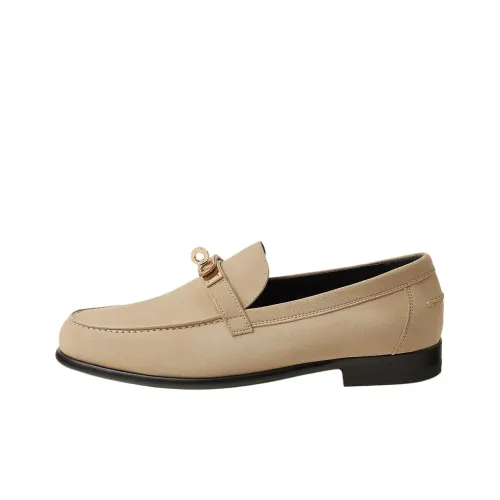 HERMES Destin Loafers Women's Beige Yellow