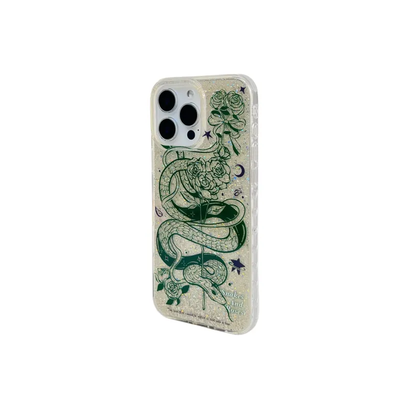 Wei Xin Acrylic Material Glittery Snake Green Pink Phone Cases Compatible With IPhone 16/15 Pro Max/Apple 13/14 Pro/Max-6