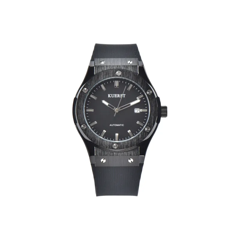 KUERST Automatic Mechanical Movement Rubber Strap Watch Men's Watches Black Dial-7