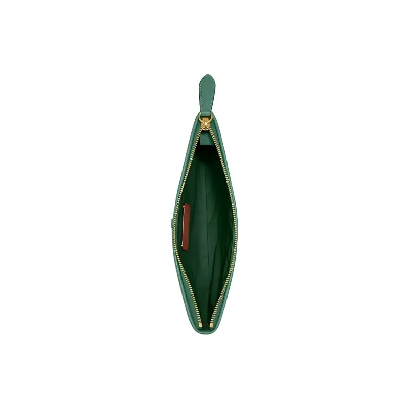 COACH Pouch Pebbled Leather Pochette Wrist Bag Clutch Tubas Women's Green-3