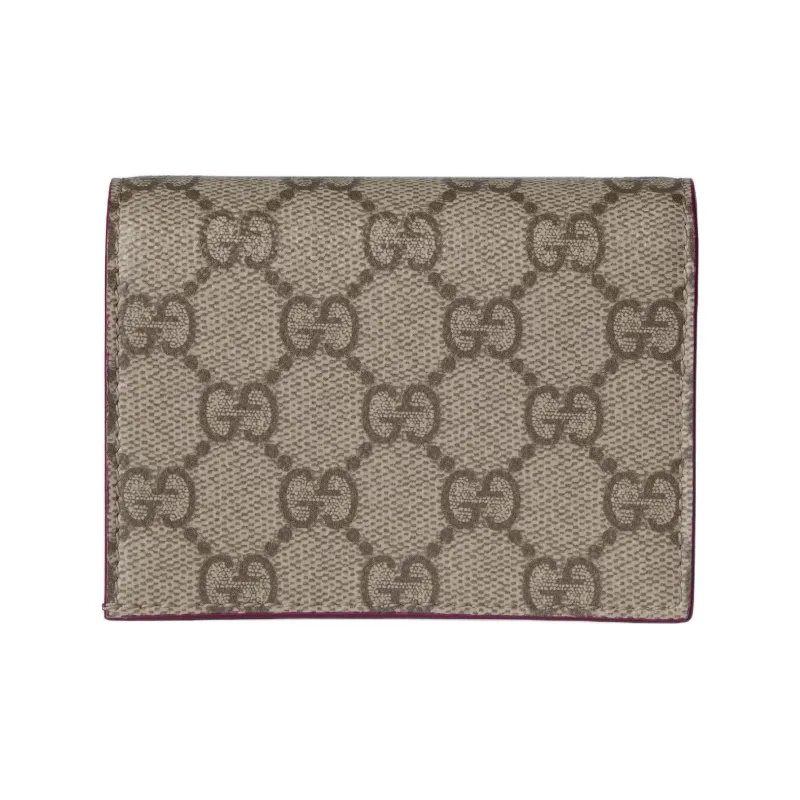 GUCCI Coated Fabric Wallet Mini Women's Beige & Dark Brown-2