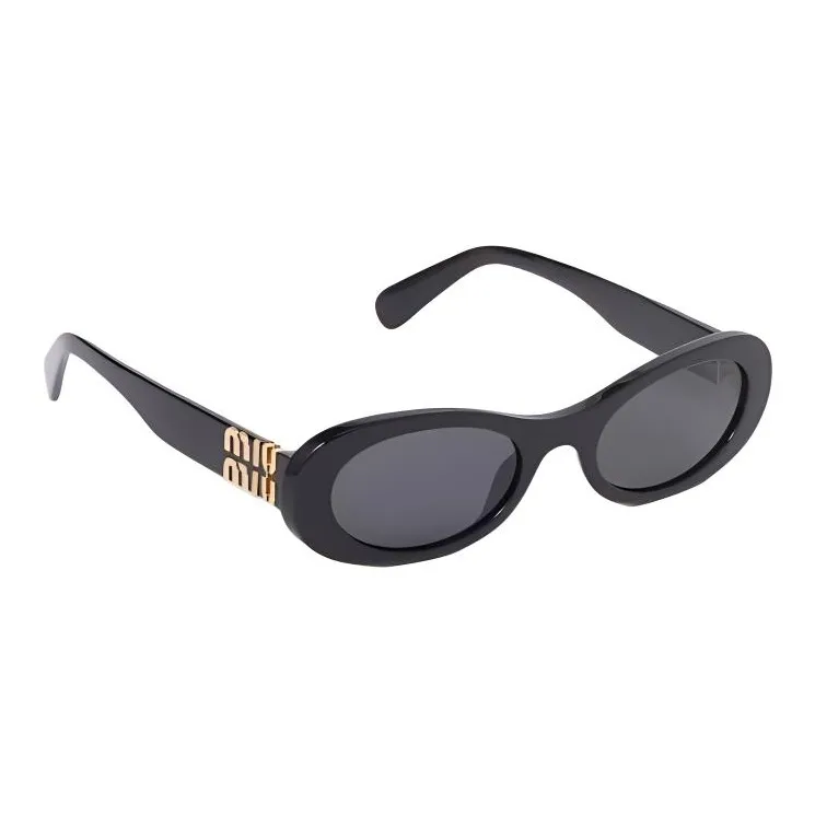 MIU MIU Acetate Irregular Shape Sunglasses Unisex Black-1