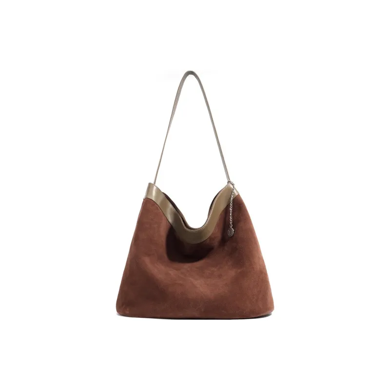COURONNE Top Grain Cow Leather Shoulder Bag Tubas Women's Matte Dark Brown-0