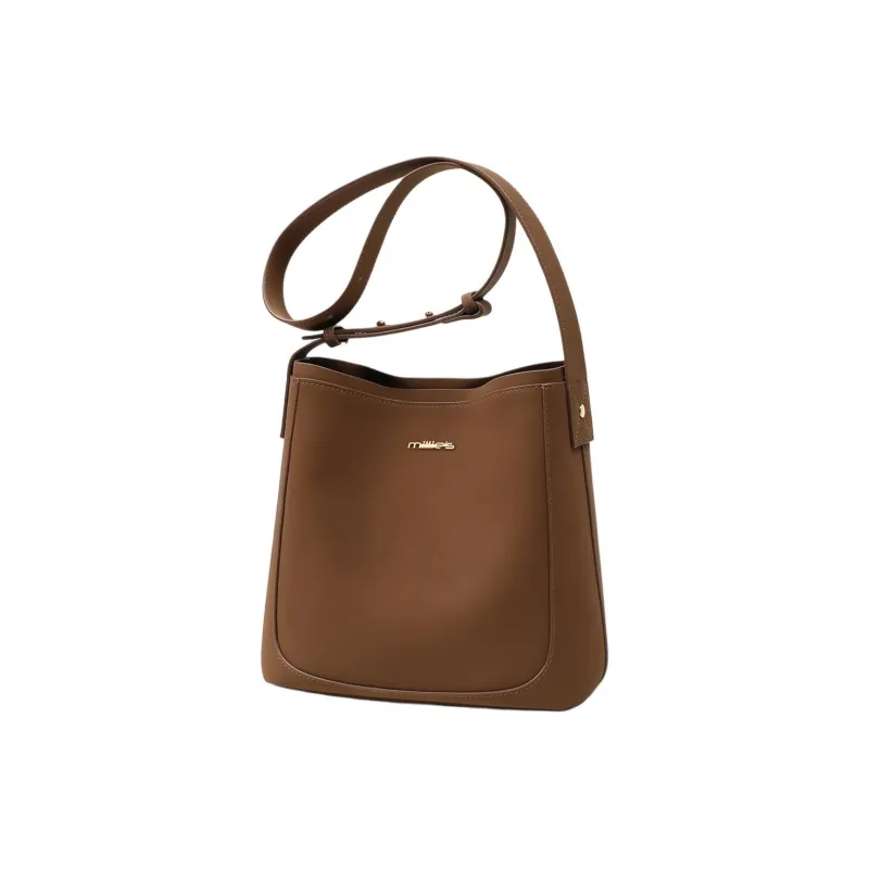MILLIE'S Cow Leather Crossbody Bag Regular Women's Coffee/Cream Apricot-1