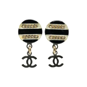CHANEL 2006 Resin Cc Chain Drop Push Back Costume Earrings