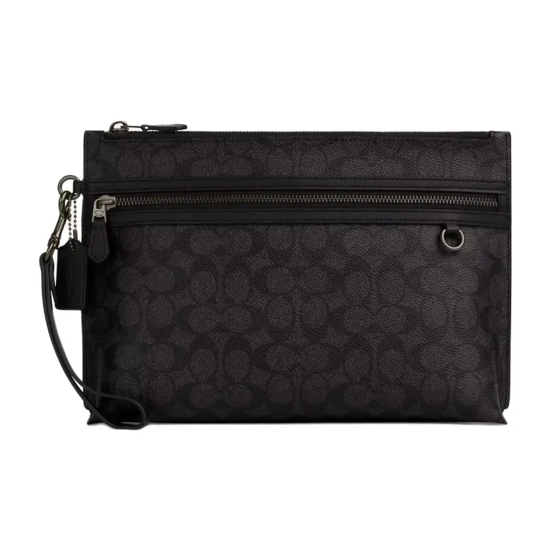 COACH Coated Canvas Clutch Large Size Unisex Black-0