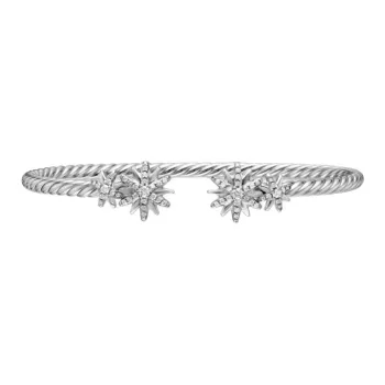 David Yurman Sterling Silver Starbust Diamond Bracelet 3.5mm
