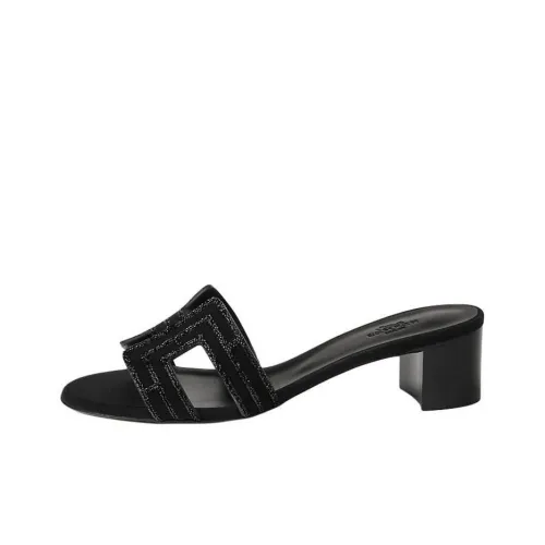 HERMES Oasis Slide Slippers 5cm Women's Black