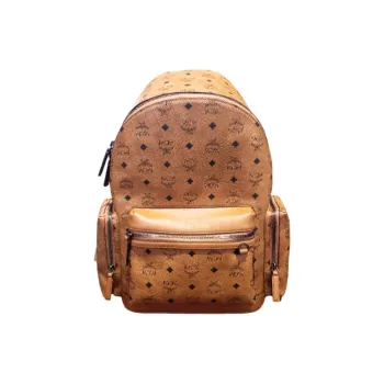 MCM Visetos Canvas Backpack Medium Size Women's Cognac Brandy