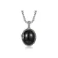 Snake Ring Black Agate Pendant+Steel Chain