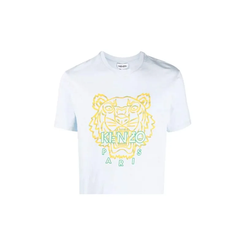 KENZO Classic Tiger Head T Shirts Men Light Blue-4