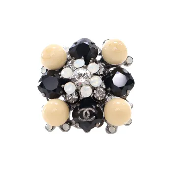 CHANEL 2000-2020 Cc Rhinestones And Gripoix Costume Ring