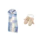 2 Pack (Knit Gloves+Blue White Scarf)