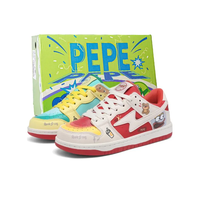 Pepe The Frog Anti-Slip And Wear-Resistant Height Increasing Low-Top Skateboard Shoes Unisex-0