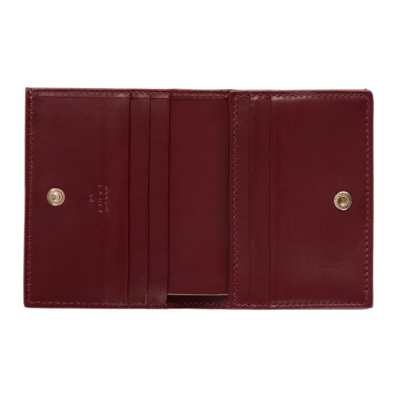 GUCCI Coated Fabric Wallet Mini Women's Beige & Dark Brown-3