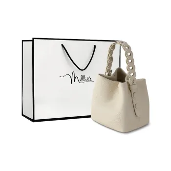 MILLIE'S Cow Leather With Synthetic Leather Bucket Bag, One Shoulder Handbag Regular Women's White