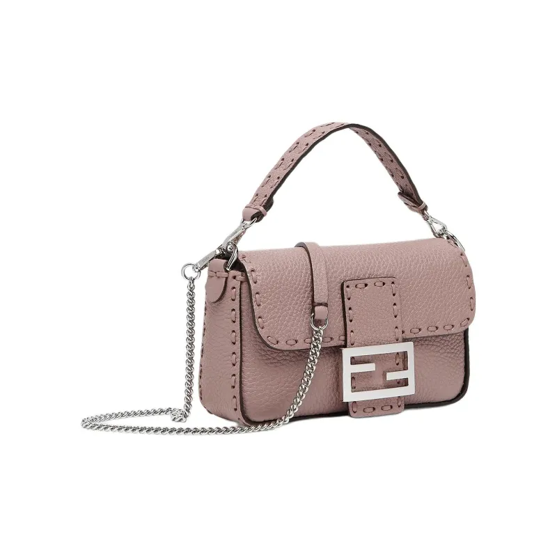 FENDI Baguette Calfskin Shoulder Bag, Crossbody Bag, Handbag Mini Women's Pink Purple-1
