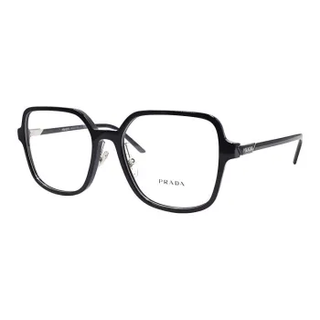 PRADA Plate Frame Square Eyeglass Frames Unisex Black