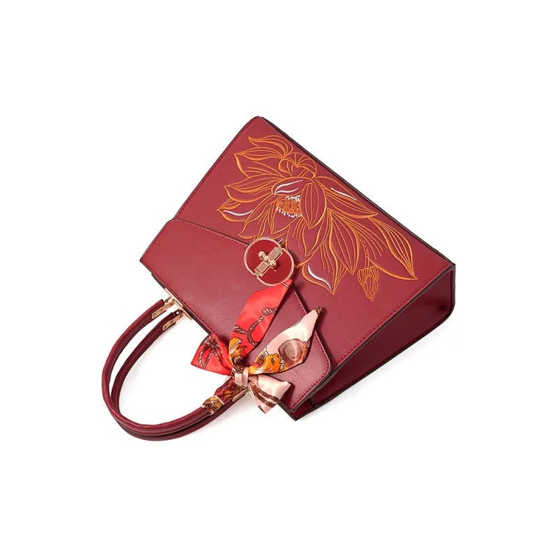 Vigno Synthetic Leather Shoulder Bag Crossbody Bag Handbag Medium Size Women's Red-25