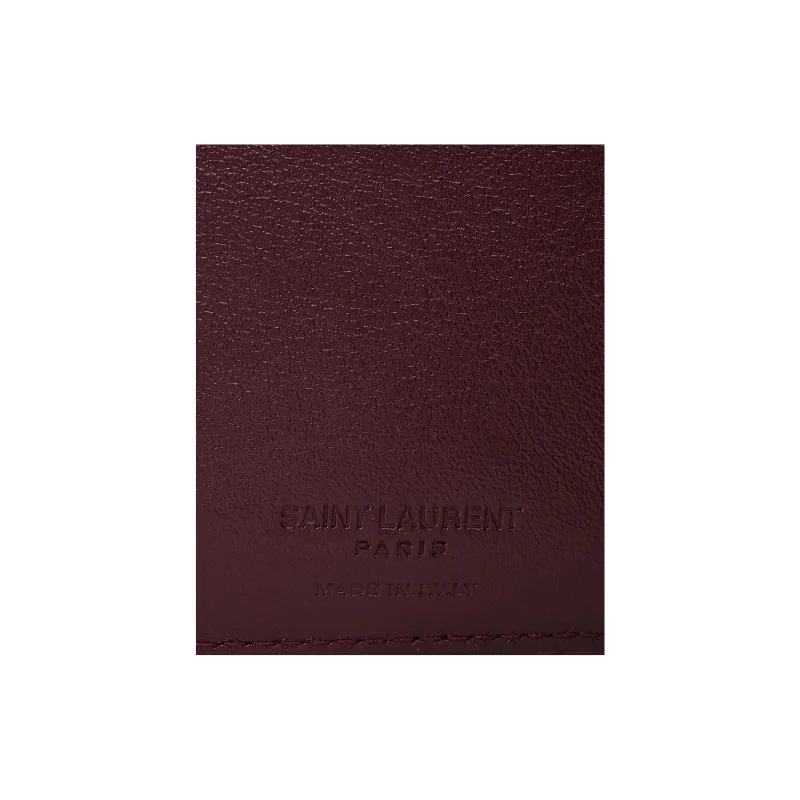 SAINT LAURENT Patent Leather Wallet Small Size Women's Burgundy-6