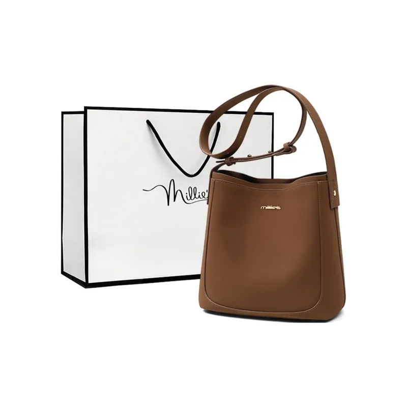 MILLIE'S Cow Leather Crossbody Bag Regular Women's Coffee/Cream Apricot-0