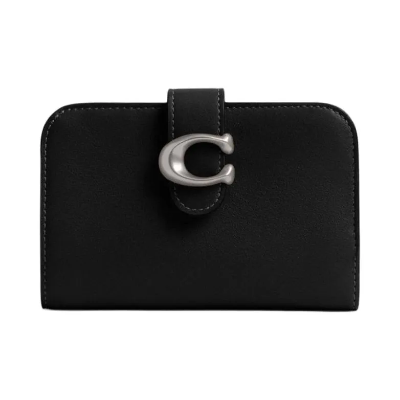 COACH Tabby Grained Leather Wallet Mini Women's Black-0